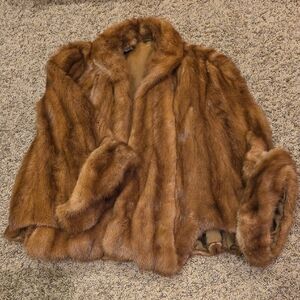 Vintage Brown Mink Fur Cape Coat